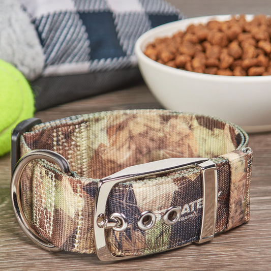 Polyester Strategy Graph X Camo Fashion Dog Collar, Metal Buckle, Brown, Extra Large