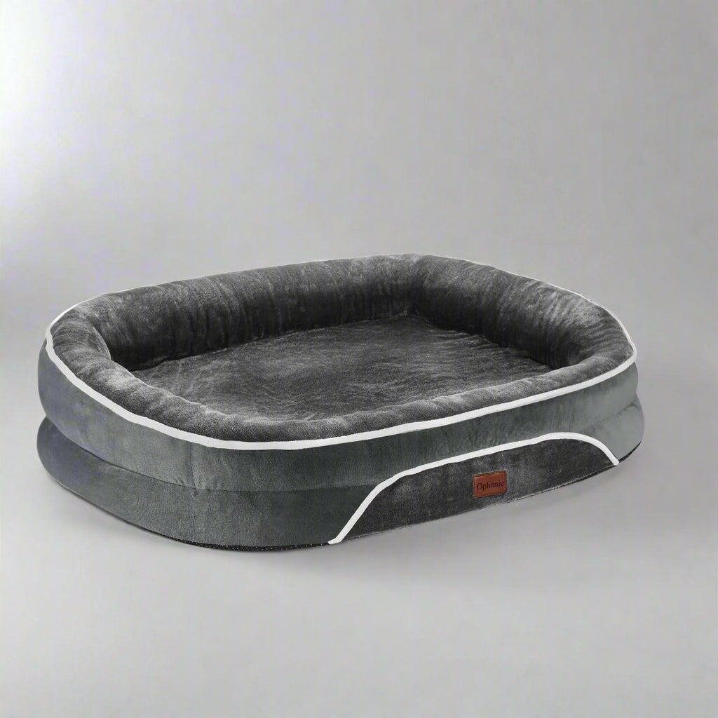 35In Luxury Sofa-Style Pet Orthopedic Bed for Large and Medium Dogs – Removable Machine-Washable Plush Cover, 4-Sided Bolster, Non-Slip Bottom, Size 35”X28”X6” Gray