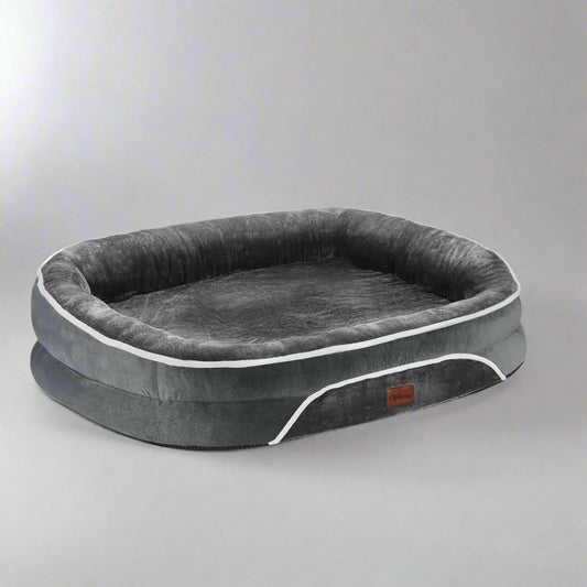 35In Luxury Sofa-Style Pet Orthopedic Bed for Large and Medium Dogs – Removable Machine-Washable Plush Cover, 4-Sided Bolster, Non-Slip Bottom, Size 35”X28”X6” Gray