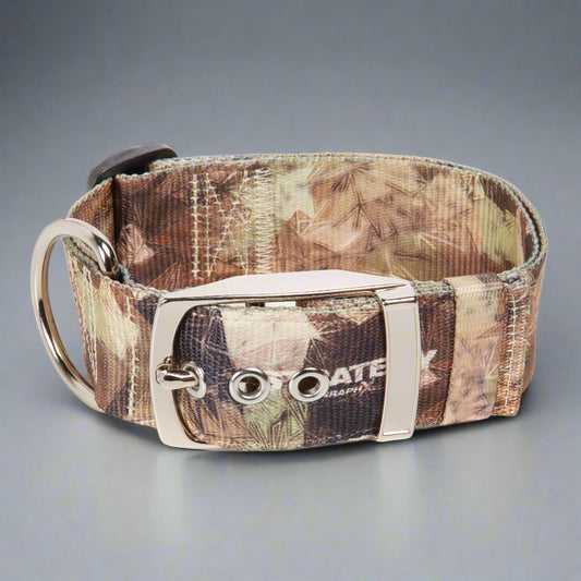 Polyester Strategy Graph X Camo Fashion Dog Collar, Metal Buckle, Brown, Extra Large