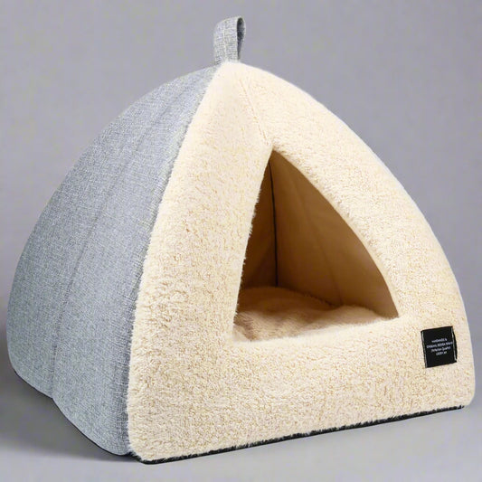 Pet Beds Medium 2-In-1 Cozy Cat Bed with Removable Cushion, Silver Gray